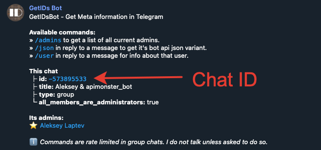 Telegram get chat id